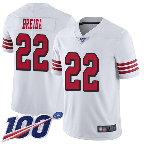 San Francisco 49ers Limited White Men Matt Breida NFL Jersey 22 100th Season Rush Vapor Untouchable